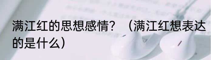 满江红的思想感情？（满江红想表达的是什么）