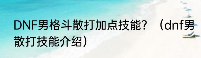 DNF男格斗散打加点技能？（dnf男散打技能介绍）