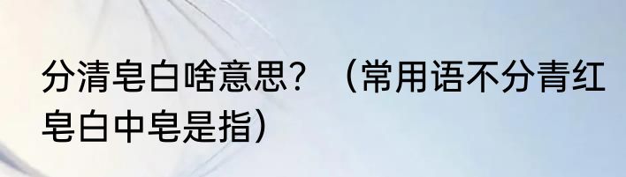 分清皂白啥意思？（常用语不分青红皂白中皂是指）