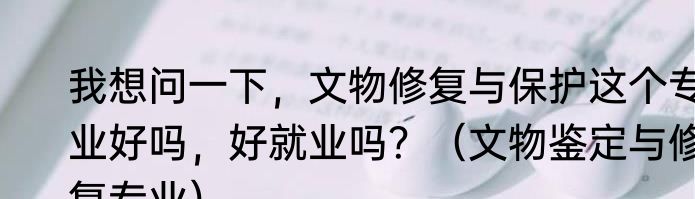 我想问一下，文物修复与保护这个专业好吗，好就业吗？（文物鉴定与修复专业）
