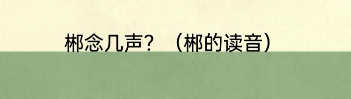 郴念几声？（郴的读音）
