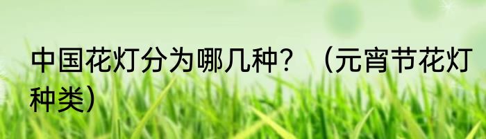 中国花灯分为哪几种？（元宵节花灯种类）