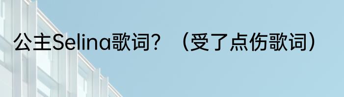 公主Selina歌词？（受了点伤歌词）