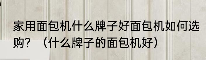 家用面包机什么牌子好面包机如何选购？（什么牌子的面包机好）