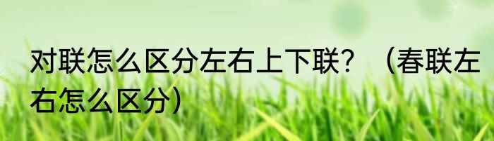 对联怎么区分左右上下联？（春联左右怎么区分）