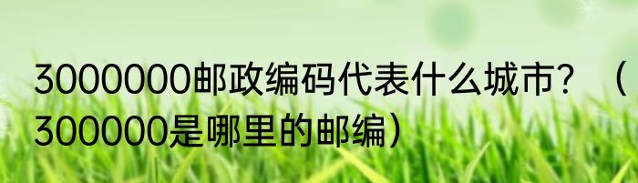 3000000邮政编码代表什么城市？（300000是哪里的邮编）
