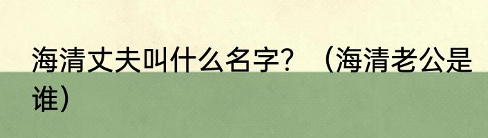 海清丈夫叫什么名字？（海清老公是谁）