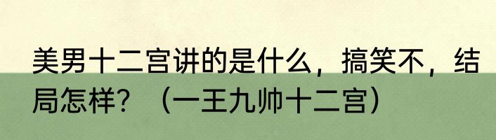 美男十二宫讲的是什么，搞笑不，结局怎样？（一王九帅十二宫）