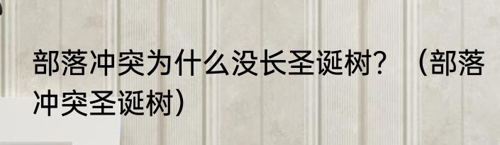 部落冲突为什么没长圣诞树？（部落冲突圣诞树）