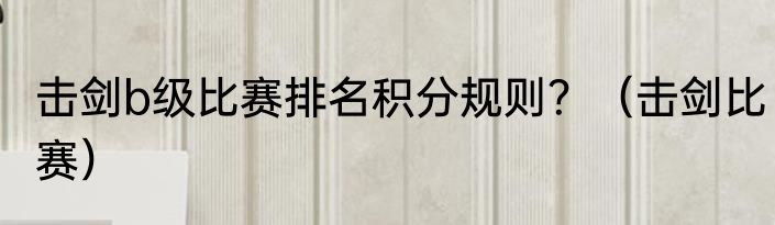 击剑b级比赛排名积分规则？（击剑比赛）