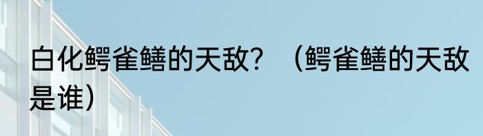 白化鳄雀鳝的天敌？（鳄雀鳝的天敌是谁）