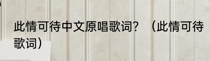 此情可待中文原唱歌词？（此情可待歌词）