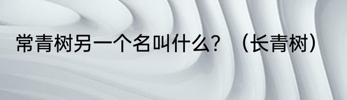 常青树另一个名叫什么？（长青树）