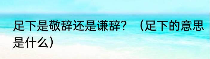 足下是敬辞还是谦辞？（足下的意思是什么）