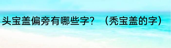 头宝盖偏旁有哪些字？（秃宝盖的字）