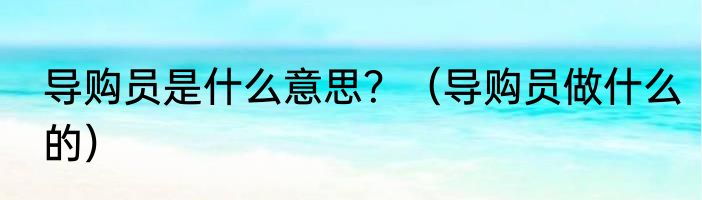 导购员是什么意思？（导购员做什么的）