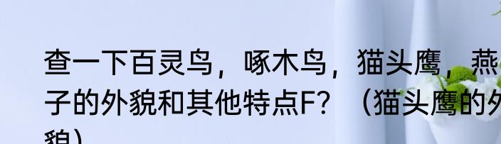 查一下百灵鸟，啄木鸟，猫头鹰，燕子的外貌和其他特点F？（猫头鹰的外貌）