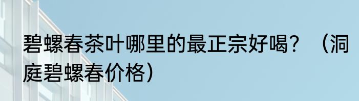 碧螺春茶叶哪里的最正宗好喝？（洞庭碧螺春价格）
