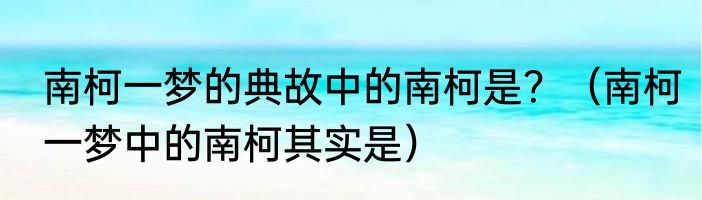南柯一梦的典故中的南柯是？（南柯一梦中的南柯其实是）