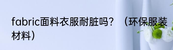 fabric面料衣服耐脏吗？（环保服装材料）