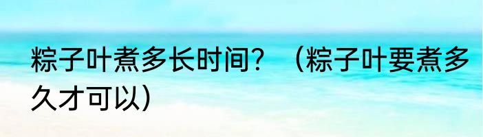 粽子叶煮多长时间？（粽子叶要煮多久才可以）
