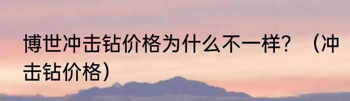 博世冲击钻价格为什么不一样？（冲击钻价格）