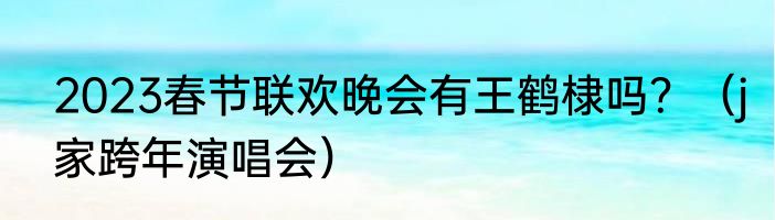 2023春节联欢晚会有王鹤棣吗？（j家跨年演唱会）