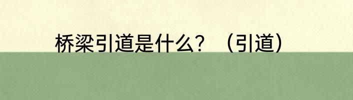 桥梁引道是什么？（引道）