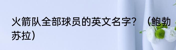 火箭队全部球员的英文名字？（鲍勃苏拉）