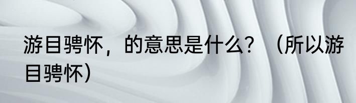 游目骋怀，的意思是什么？（所以游目骋怀）