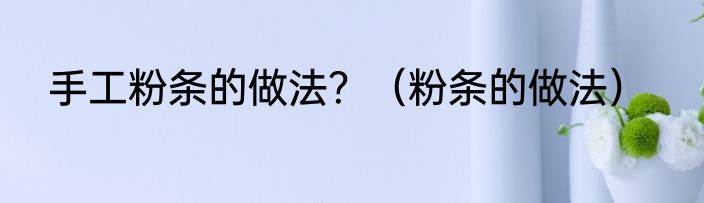 手工粉条的做法？（粉条的做法）
