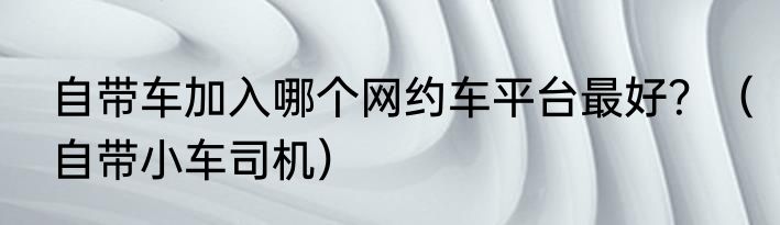 自带车加入哪个网约车平台最好？（自带小车司机）