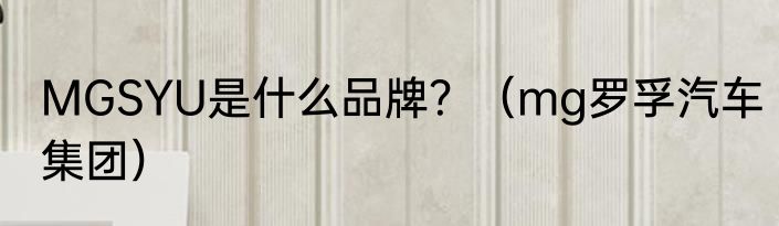 MGSYU是什么品牌？（mg罗孚汽车集团）