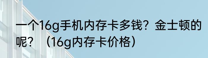 一个16g手机内存卡多钱？金士顿的呢？（16g内存卡价格）