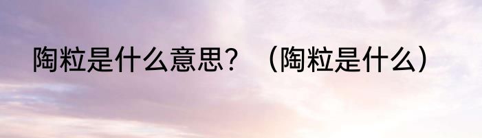 陶粒是什么意思？（陶粒是什么）