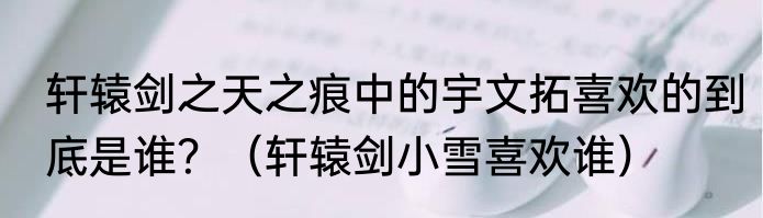轩辕剑之天之痕中的宇文拓喜欢的到底是谁？（轩辕剑小雪喜欢谁）
