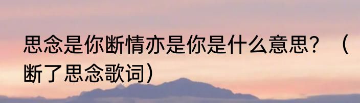 思念是你断情亦是你是什么意思？（断了思念歌词）