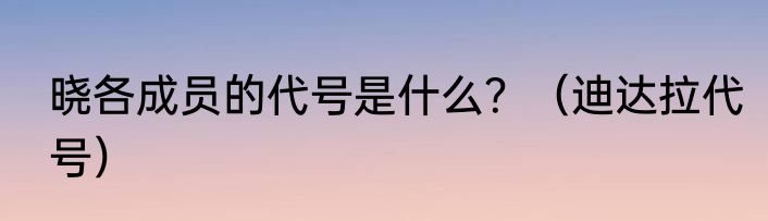 晓各成员的代号是什么？（迪达拉代号）