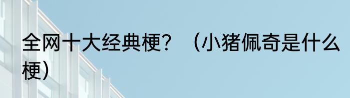 全网十大经典梗？（小猪佩奇是什么梗）