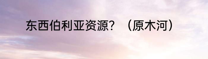 东西伯利亚资源？（原木河）