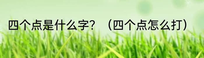 四个点是什么字？（四个点怎么打）