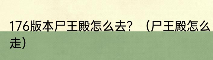 176版本尸王殿怎么去？（尸王殿怎么走）