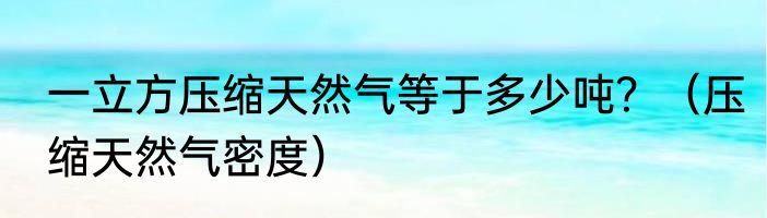 一立方压缩天然气等于多少吨？（压缩天然气密度）