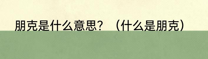 朋克是什么意思？（什么是朋克）