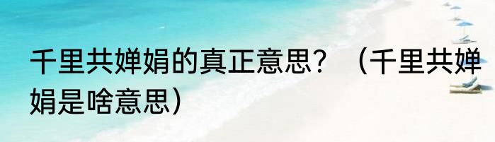 千里共婵娟的真正意思？（千里共婵娟是啥意思）