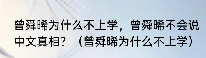 曾舜晞为什么不上学，曾舜晞不会说中文真相？（曾舜晞为什么不上学）