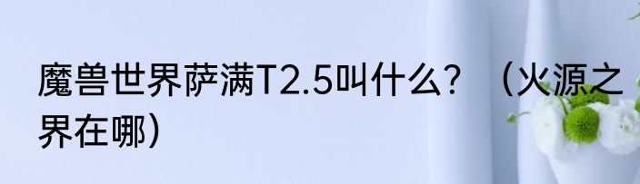 魔兽世界萨满T2.5叫什么？（火源之界在哪）