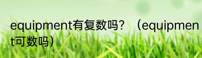 equipment有复数吗？（equipment可数吗）