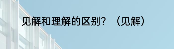 见解和理解的区别？（见解）