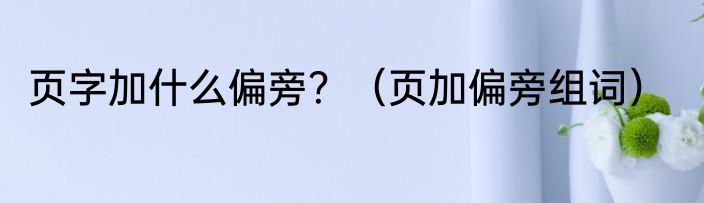 页字加什么偏旁？（页加偏旁组词）